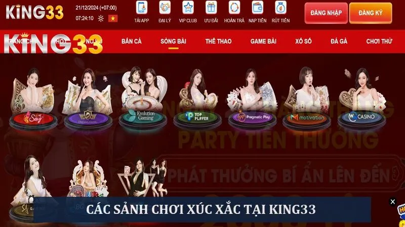 Các sảnh game có thể lắc xí ngầu tại King33