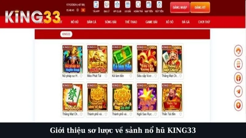 Giới thiệu sơ lược về sảnh nổ hũ KING33