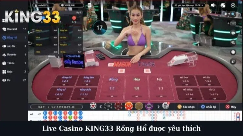 Live Casino KING33 Rồng Hổ được yêu thích